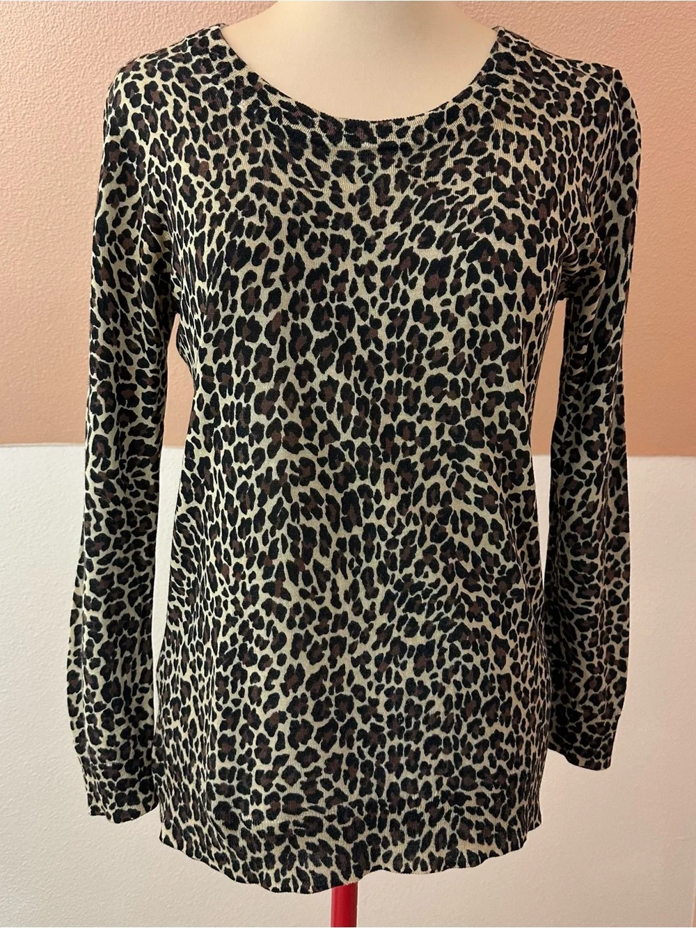 J.Crew Tippi Sweater in Leopard Womens M 100% Merino Wool Style #J6354 Preppy